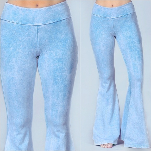 MINERAL WASHED FLARE BELL BOTTOM PANTS - Picture 3 of 9